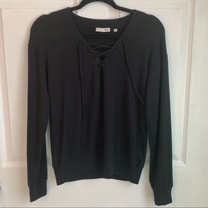 Aritzia Wilfred Free Black Long Sleeve Lace Up